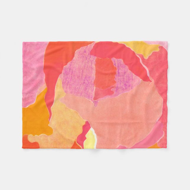 Cabbage Rose IV Fleece Blanket (Front (Horizontal))