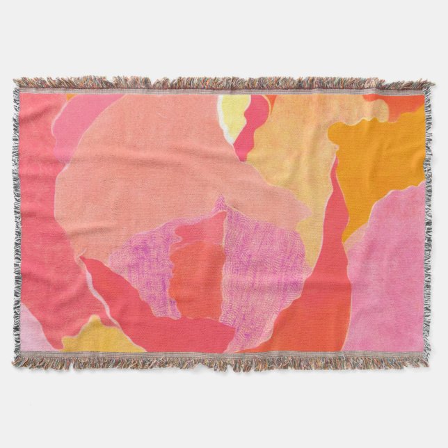 Cabbage Rose IV Throw Blanket (Front)