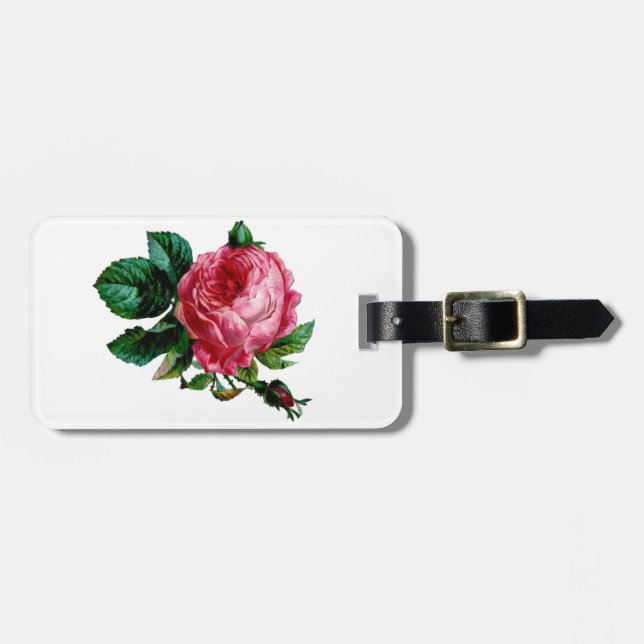 Cabbage Rose Luggage Tag (Front Horizontal)