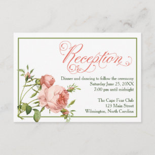 Cabbage Rose Wedding Reception Details Card