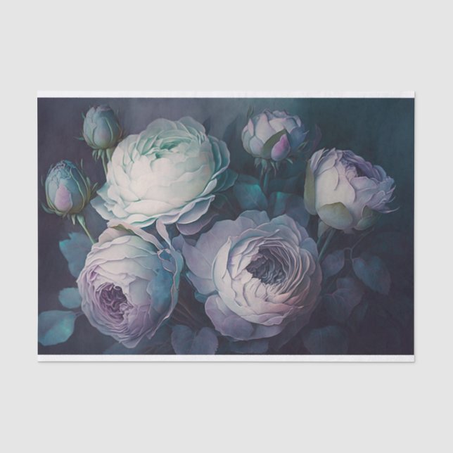 Cabbage Roses - Dark Tissue Paper (Front)