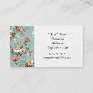 Cabbage Roses on Pale Blue Business Card