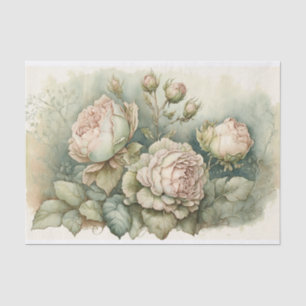 Cabbage Roses with Green highlights Tissue Paper
