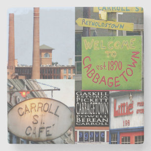 Cabbagetown Collage Atlanta Marble Coaster. Stone Coaster