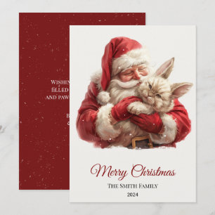 Cabbit Santa Claus Christmas Holiday Card