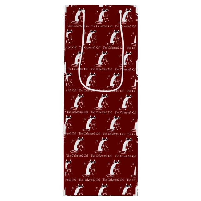 Cabernet Cat Fan Pattern Wine Gift Bag (Front)