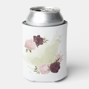 cabernet pink floral greenery  can cooler