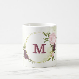 cabernet pink floral greenery  coffee mug
