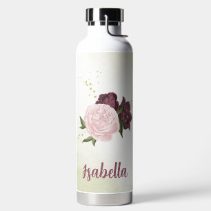 cabernet pink floral greenery  water bottle