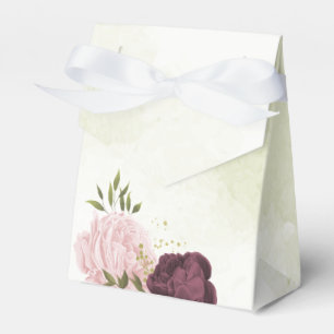 cabernet pink floral greenery wedding favour box