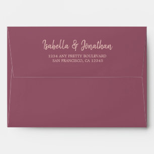 cabernet pink watercolos wedding envelope