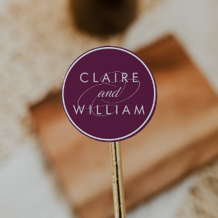 Cabernet Plum Personalised Wedding Classic Round Sticker