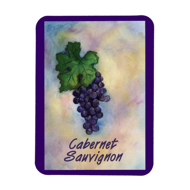 Cabernet Sauvignon Wine Grapes Painting Art Magnet (Vertical)