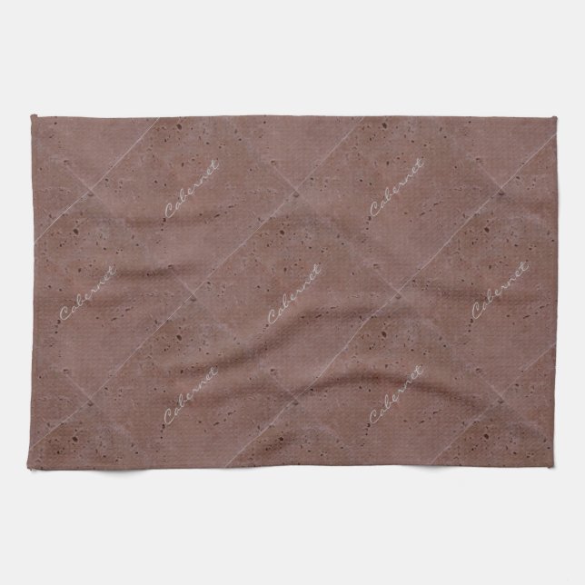 Cabernet Wine Travertine Tile Tea Towel (Horizontal)