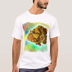 Cabezon fish in watercolor 010924AREF120 - Waterco T-Shirt