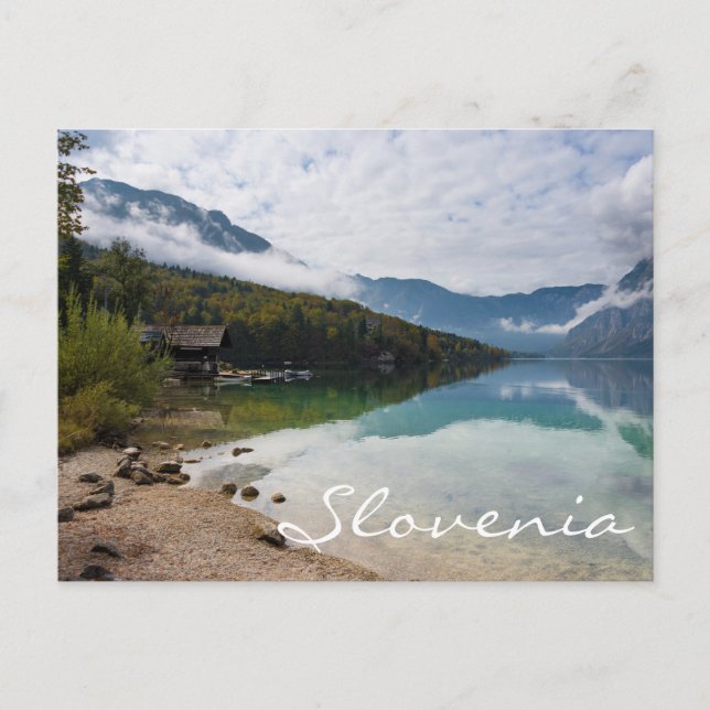 Cabin alongside Bohinj Lake in Slovenia Postcard (Front)