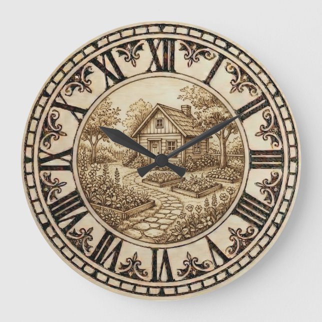 Cabin and Garden - Wall Clock (Front)