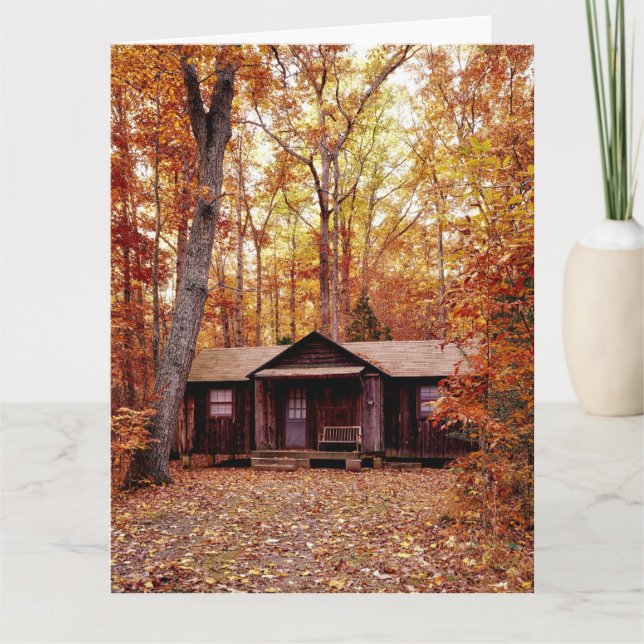 CABIN BIRTHDAY CARD WOODS AUTUMN GREETING CARD (Front)