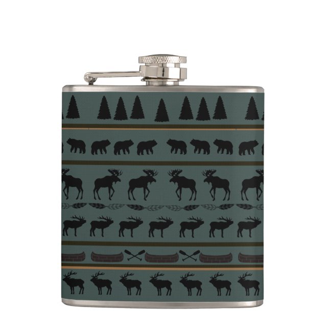 Cabin Blanket Design by Leslie Harlow Hip Flask (Front)