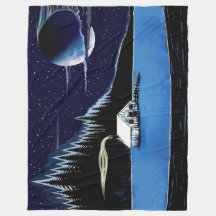 "Cabin by the Lake" Fleece Blanket design.