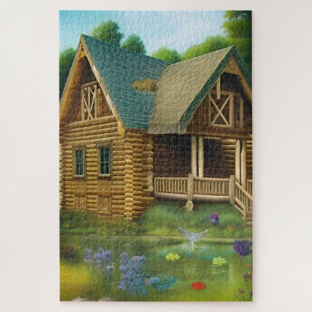 Cabin by the Pond Jigsaw Puzzle (Vertical)