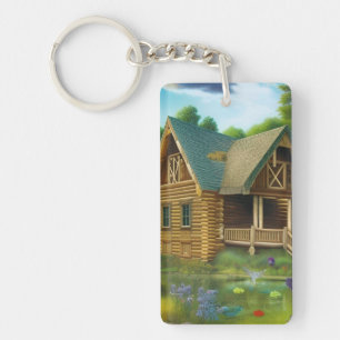 Cabin by the Pond Key Ring