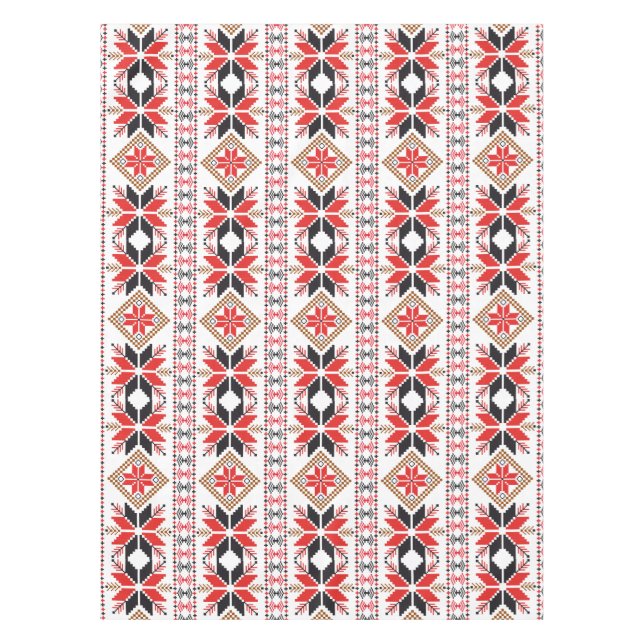 Cabin Collection: Knit Crochet Embroidery Pattern Tablecloth (Front)