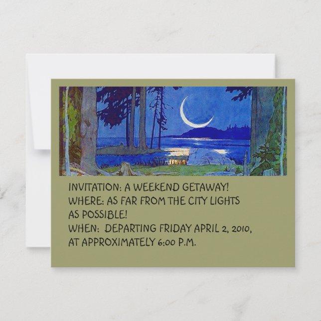 CABIN COTTAGE GETAWAY INVITATION EZ TO CUSTOMIZE! (Front)