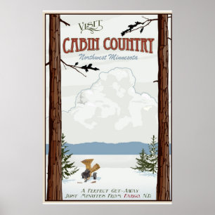 Cabin Country Vintage Travel poster