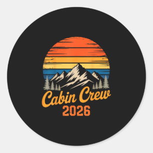 Cabin crew 2026 retro mountain sunset family trip classic round sticker