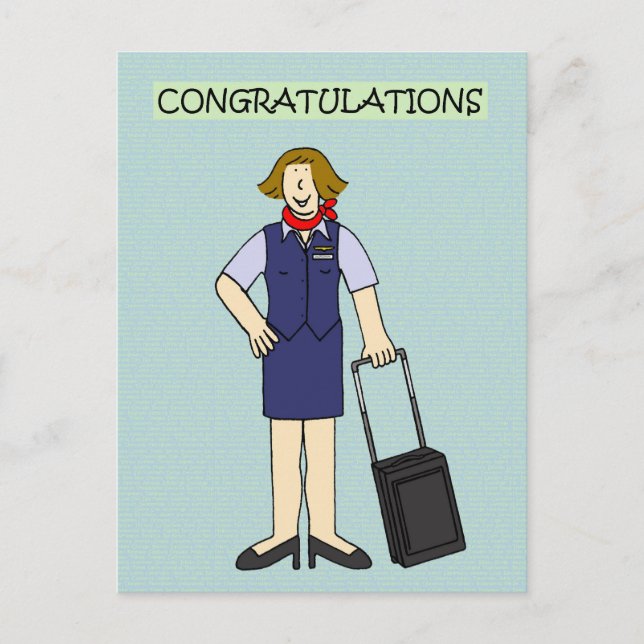 Cabin Crew Congratulations Female. Postcard (Front)