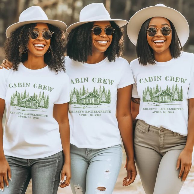 Cabin Crew Green Camp Bachelorette Party T-Shirt (cabin crew camp bachelorette party shirt)