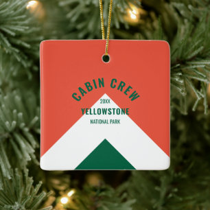 Cabin Crew Peronalized Destination Retro Red Green Ceramic Ornament