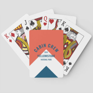 Cabin Crew Peronalized Destination Retro Red Navy Playing Cards
