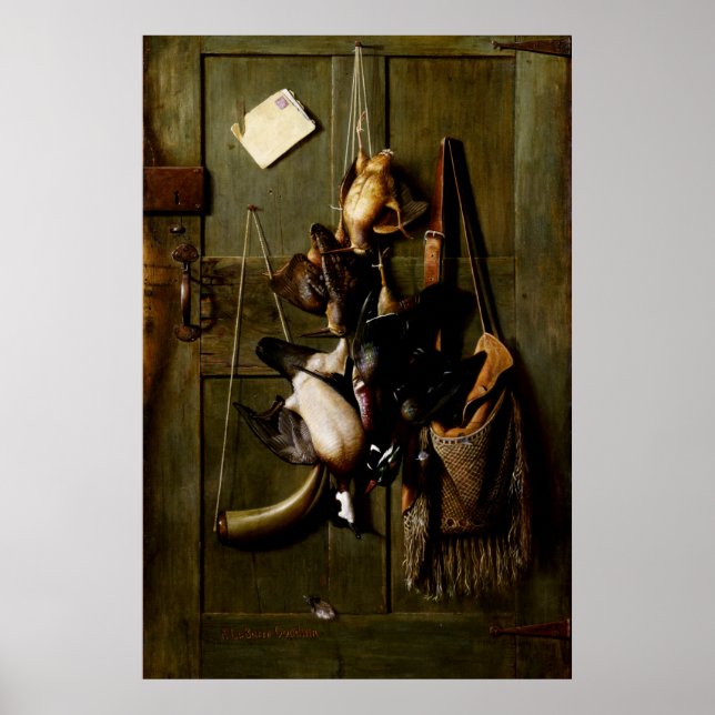 Cabin Door Still Life painting with ducks Poster (Front)