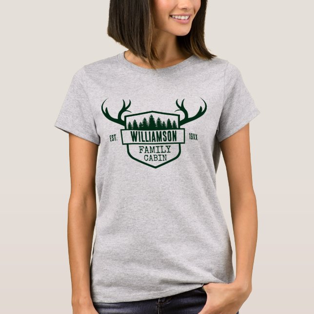 Cabin Family Name Forest Green T-Shirt (Front)