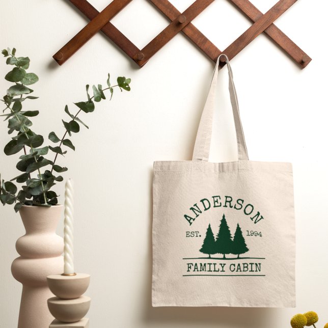 Cabin Family Name Forest Trees Tote Bag
