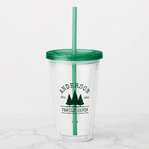 Cabin Family Name Green Acrylic Tumbler