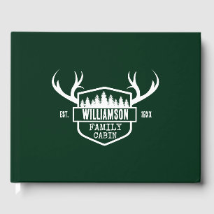 Cabin Family Name Green Guest Book