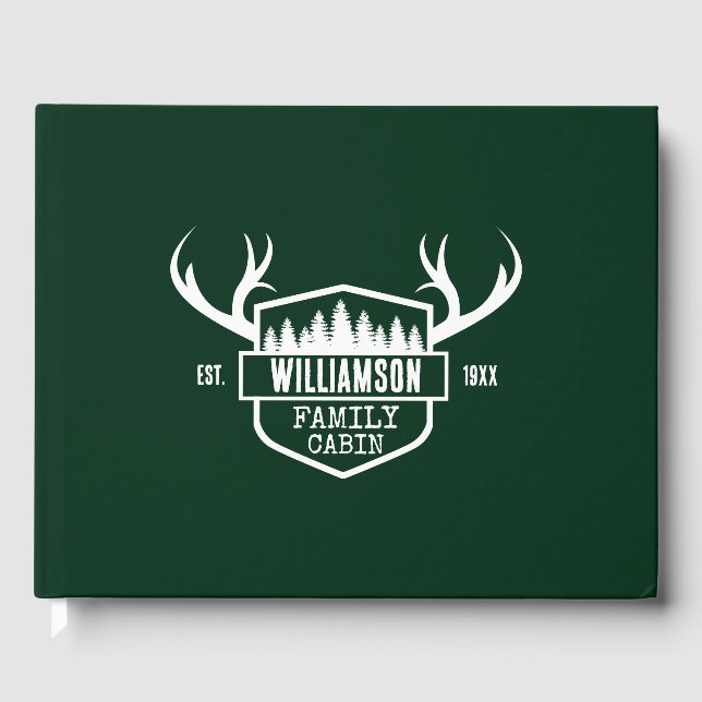 Cabin Family Name Green Guest Book (Front)