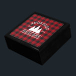 Cabin Family Name Red Buffalo Plaid Keepsake Box<br><div class="desc">Family Name Cabin Red Buffalo Plaid with Pine Trees Keepsake Box</div>