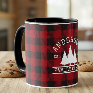 Cabin Family Name Red Buffalo Plaid Mug
