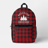 Cabin Family Name Red Buffalo Plaid Printed Backpack (Front)