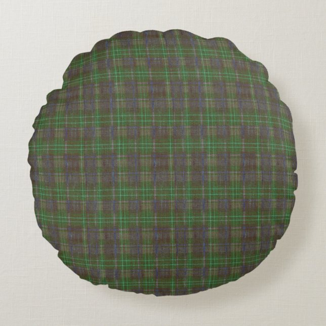Cabin Forest Green Tartan Round Cushion (Front)