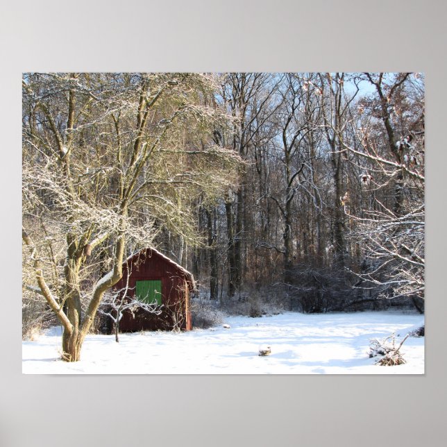Cabin in a white forest poster (Front)