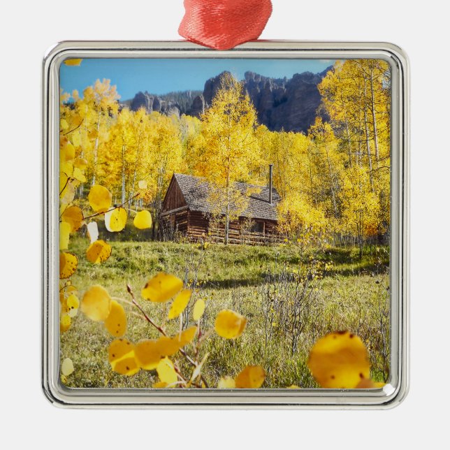 Cabin in Aspens Metal Ornament (Front)