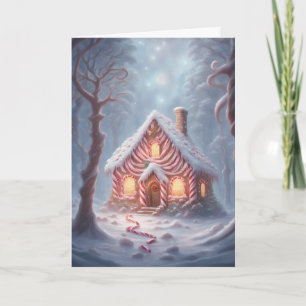 Cabin in the Candy Cane Forest Christmas Card