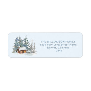 "Cabin in the Snow" Christmas Return Address Label