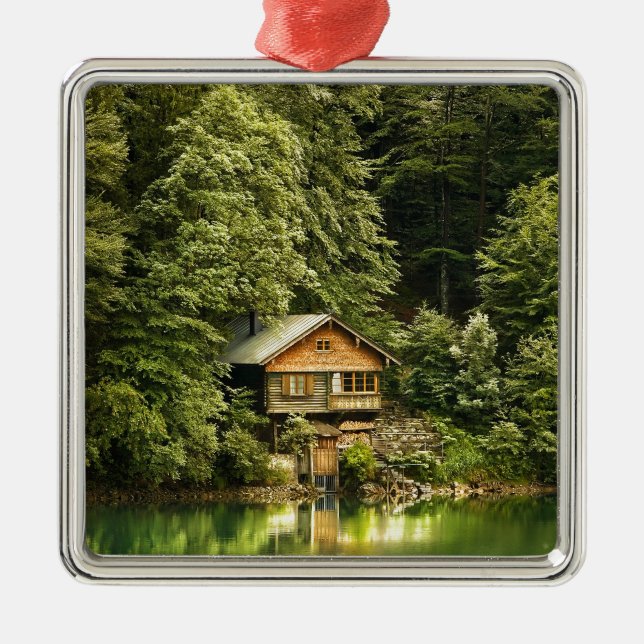 Cabin Lake House Metal Ornament (Front)
