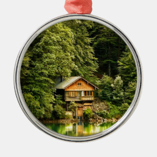 Cabin Lake House Metal Tree Decoration